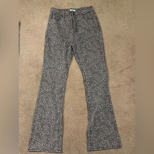 love, Fire- Brown and Black Cheetah Print Flare Jeans